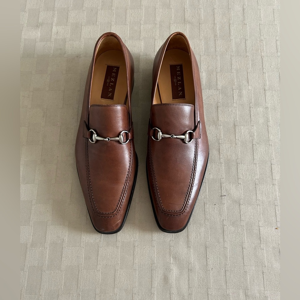 Mezlan Tours Calfskin Leather Horsebit Loafers - Picture 3 of 12